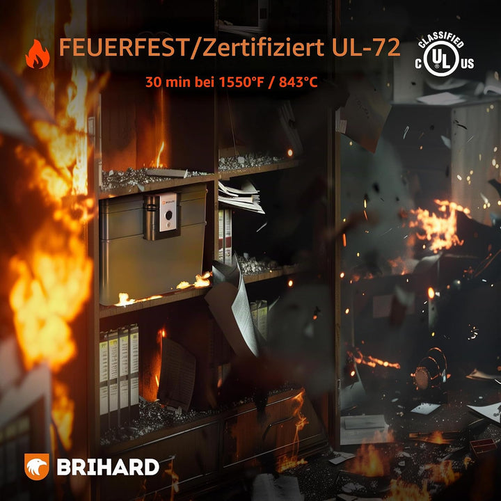 zertifizierte Dokumentenkassette 2037 A4 XXL - Wasserdichte &amp; Feuerfeste Dokumentenbox mit Schlüssel