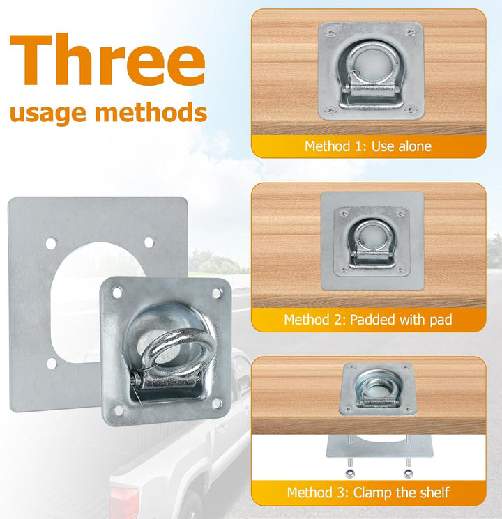 EXLECO 4pcs Zurrösen für Anhänger mit Gegenplatte &amp; Schrauben, Zurrmulden Versenkt Anhängerösen Verz