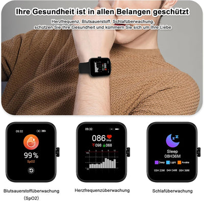 Blackview Smartwatch Herren Damen Fitnessuhr, 1,52'' Smart Watch, Armbanduhr mit Pulsmesser Schlafmo