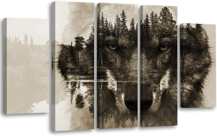 Feeby Frames Leinwandbild, Bilder, Wand Bild - 5 Teile - Wandbilder, Kunstdruck XXL, Typ B, 250x120