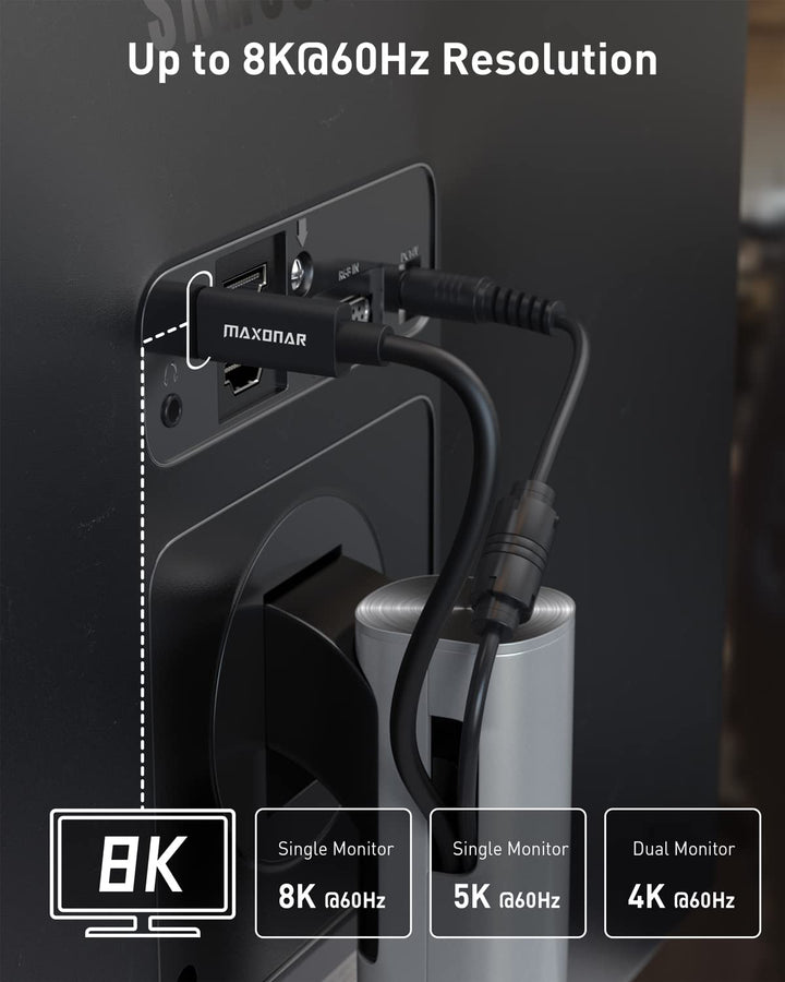 Maxonar [Intel Zertifiziert] Thunderbolt 4 Kabel 2m, TB4 Kabel,USB 4,40Gbits,8K Display,Kompatibel m
