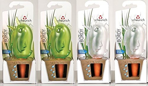 Scheurich Wasserspender Bördy S | 4er Set Grün/Transparent | 90 ml Füllmenge | Bewässerungskugel kle