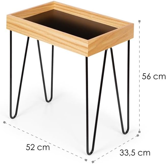 Besoa Lyon Kaffeetisch, Beistelltisch Serviertisch, abnehmbares Tablett: Melamin/MDF mit Eichenfurni