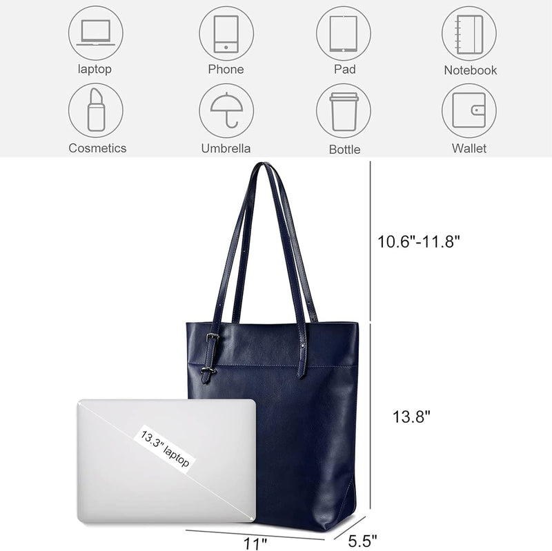 S-ZONE Damen Echtleder Tasche Shopper Gross Tote Handtasche Henkeltasche (D-knallblau) Königsblau, K