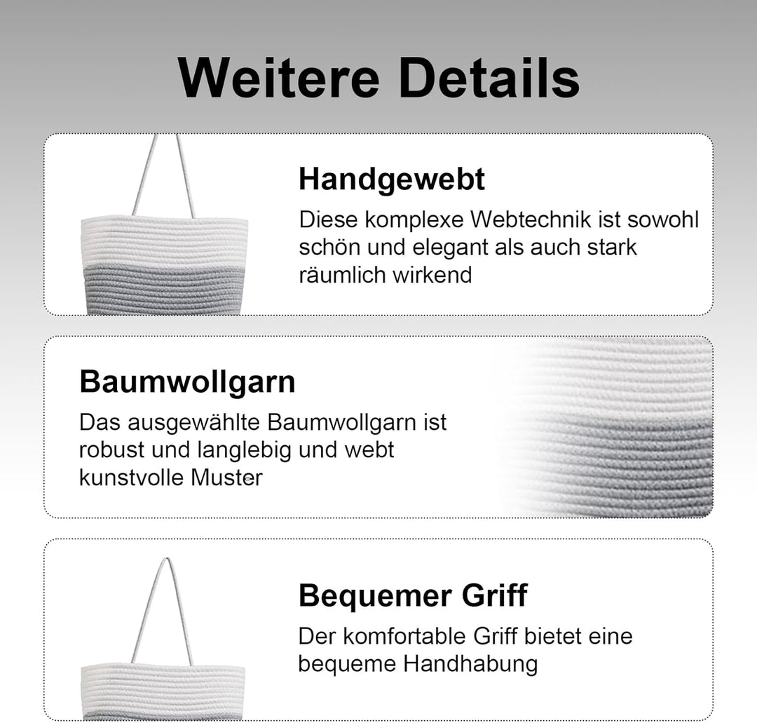Vielseitiger Hänge-Organizer aus gewebtem Baumwollseil für Bad, Kinderzimmer und Schlafzimmer (Weiss