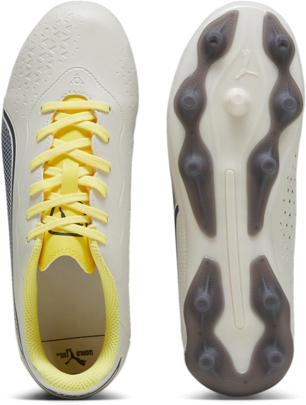 PUMA Unisex Kinder King Match Fg/Ag JrSoccer Shoe 38 EU Alpine Snow Asphalt Yellow Blaze, 38 EU Alpi