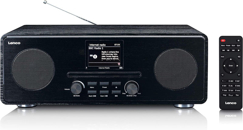 Lenco DIR 260 Internetradio - DAB+ Digitalradio - Bluetooth - WLAN - Radio-CD Player - 2,8“ Farbdisp