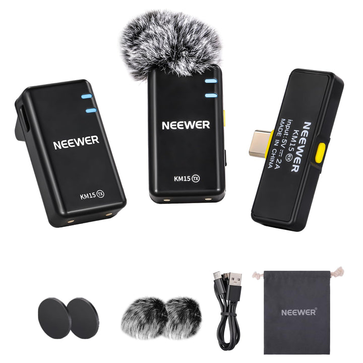 NEEWER drahtloses Mikrofon Set für Telefon mit Typ C Schnittstelle, Lavaliermikrofon für iPhone 15 S
