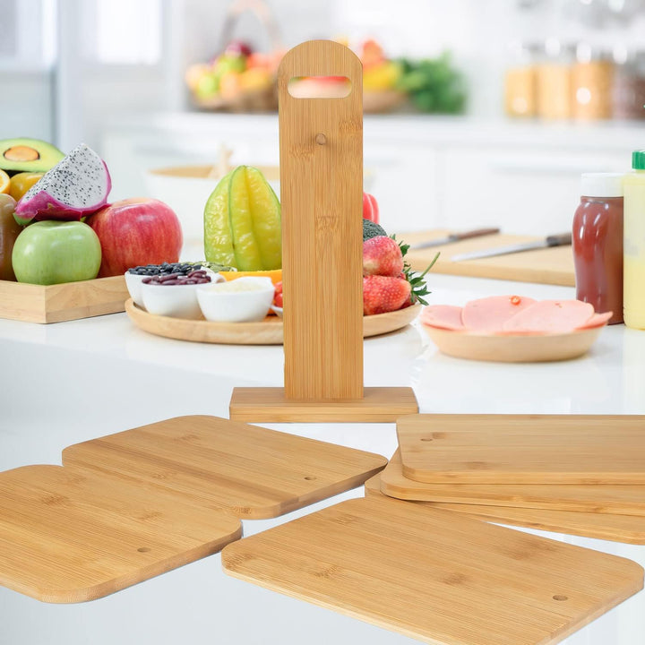 GOODS+GADGETS Bambus 6er Set Frühstücksbrettchen Schneidebretter Servierbretter Küchenbrett Brotbret