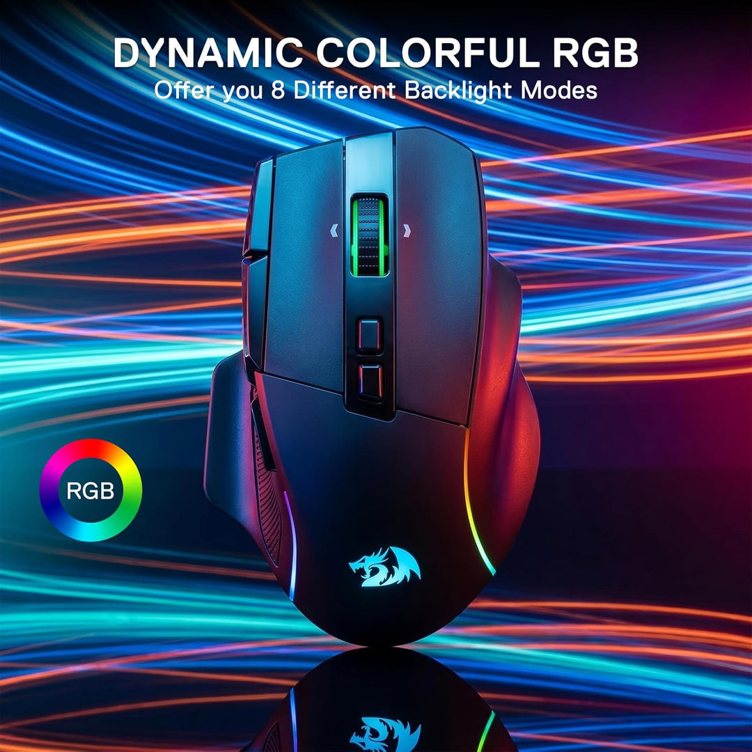 Redragon M925 PRO Kabellose Gaming-Maus, 26.000 DPI Optisch RGB Maus 10 programmierbaren Tasten, ult