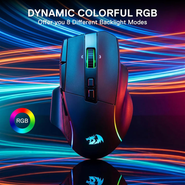 Redragon M925 PRO Kabellose Gaming-Maus, 26.000 DPI Optisch RGB Maus 10 programmierbaren Tasten, ult