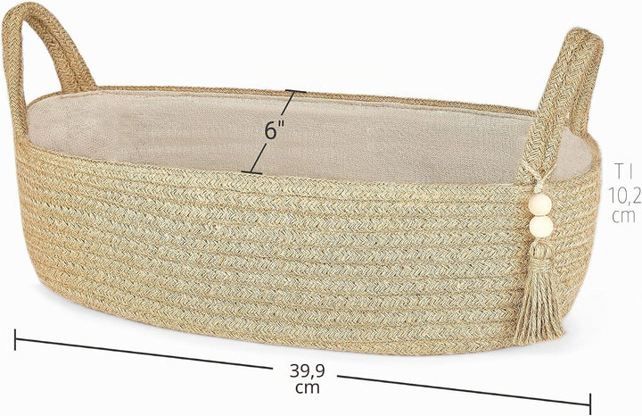 Mkono Kleiner Aufbewahrungskorb für Toilettenspülkasten Boho-Badezimmer-Dekor gewebtes Seil Toilette