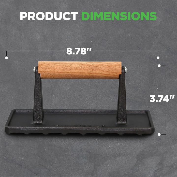 NutriChef Burgerpresse- Antihaft Gusseisen, Schwere Grillpresse 1,5 kg (22 × 9,5 cm), Fleischbeschwe