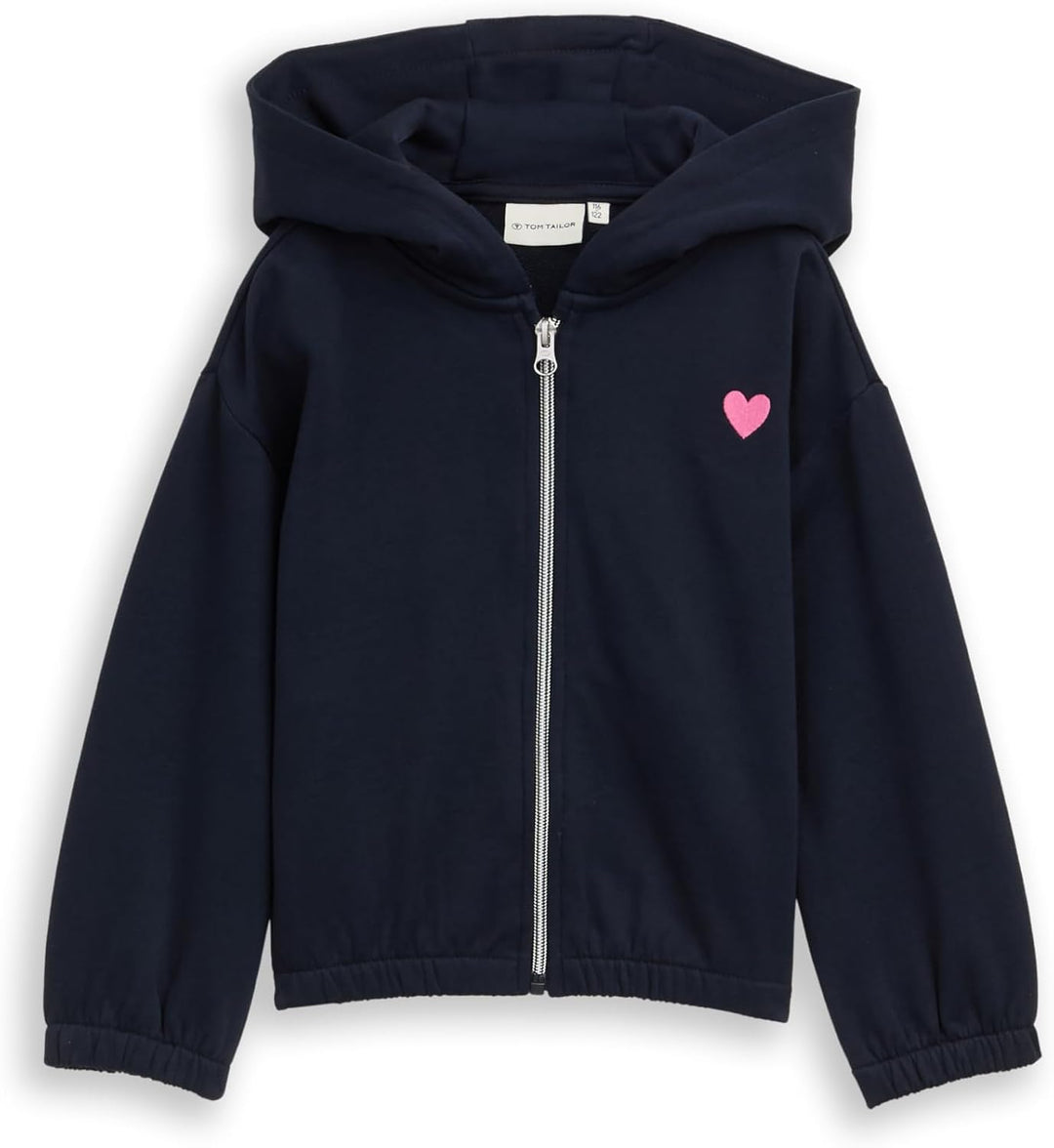 Tom Tailor Mädchen Kinder Cropped Sweatjacke mit Stickerei 128-134 10668 - Sky Captain Blue, 128-134