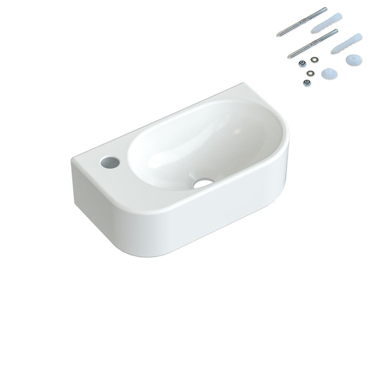 Waschbecken Keramik Waschtisch Hängewaschbecken klein Handwaschbecken Weiss Oval 40 x 21 cm Badezimm