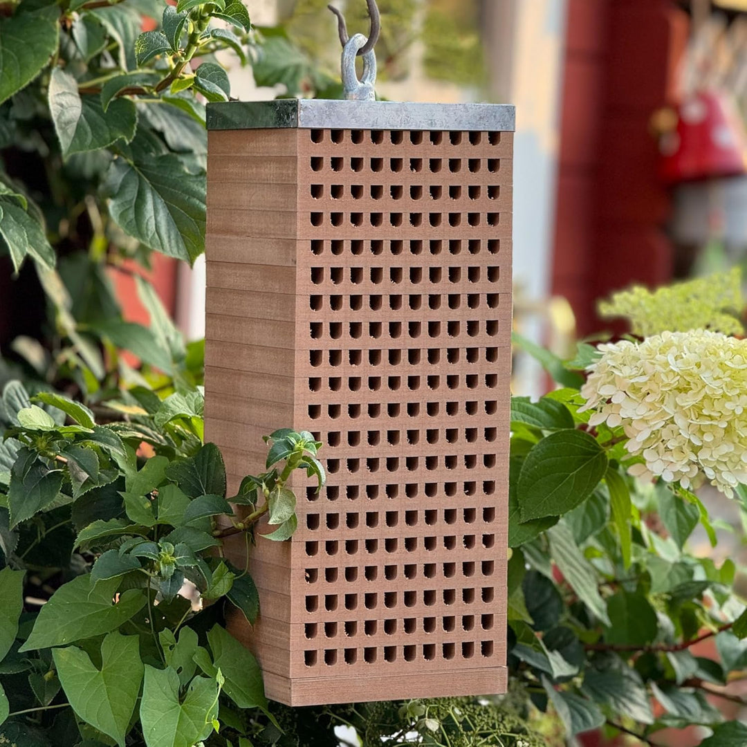 UNUS Bienenhotel Mauerbienen Holz mit 200 Löchern Zinkdach