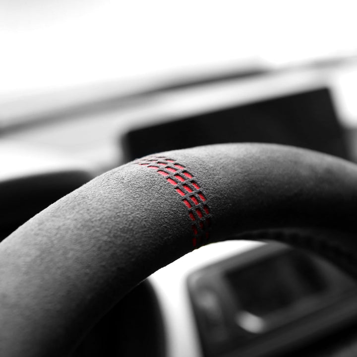 S-TETIC® Premium Lenkradbezug aus Alcantara | Racing Red Edition | Universalgrösse 36-38 cm | Lenkra