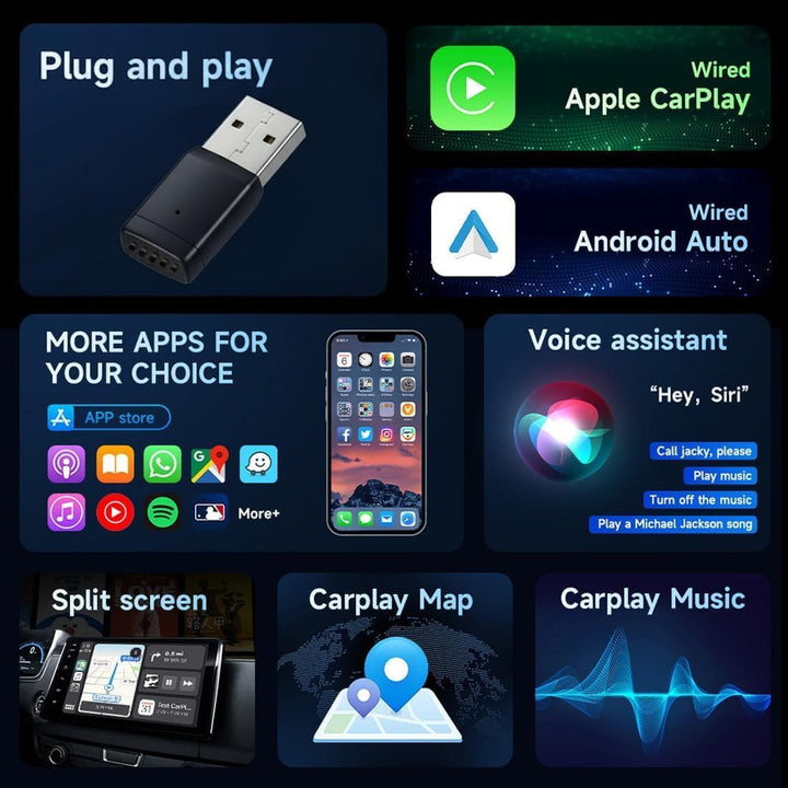 M.I.C. Wireless CarPlay & Android Auto Adapter : kabellose Umwandlung von CarPlay & Android Auto, US