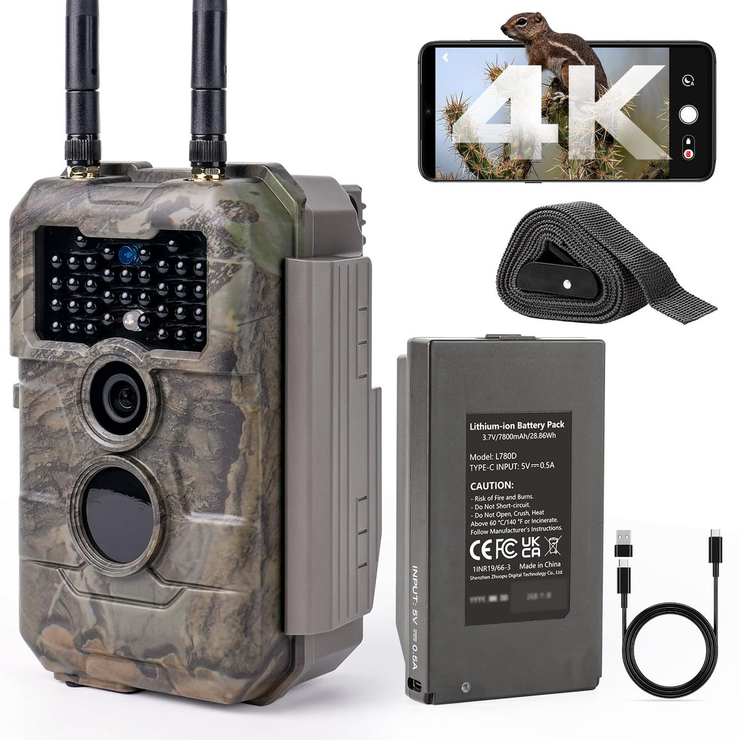 GardePro E6 2.0 Pro 4K Wildkamera WLAN mit 7800mAh Akku und 50m Lokaler WLAN-Reichweite, 64MP Wildka