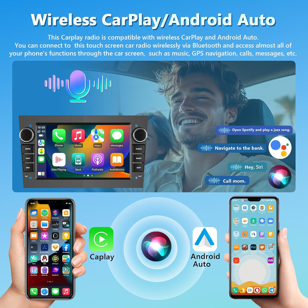 Autoradio für Opel Combo Astra Antara Corsa Zafira mit Wireless Carplay Android Auto, 7" Bildschirm