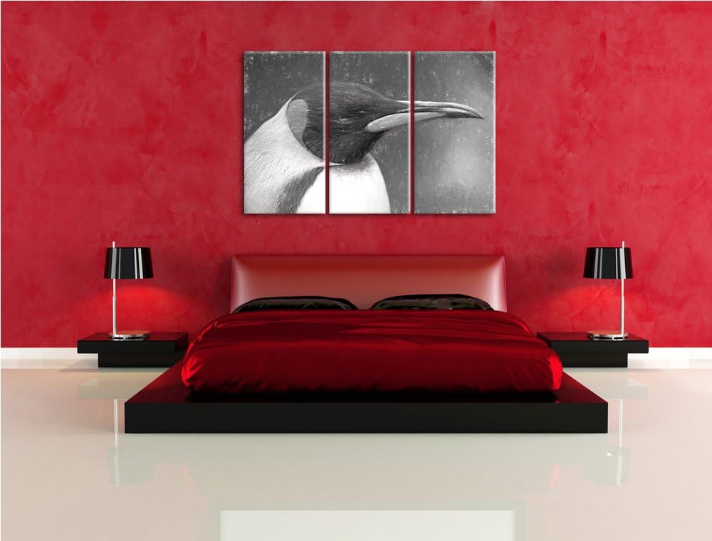 Kaiserpinguin im Profil Spezial 3-Teiler Leinwandbild 120x80 Bild auf Leinwand, XXL riesige Bilder f