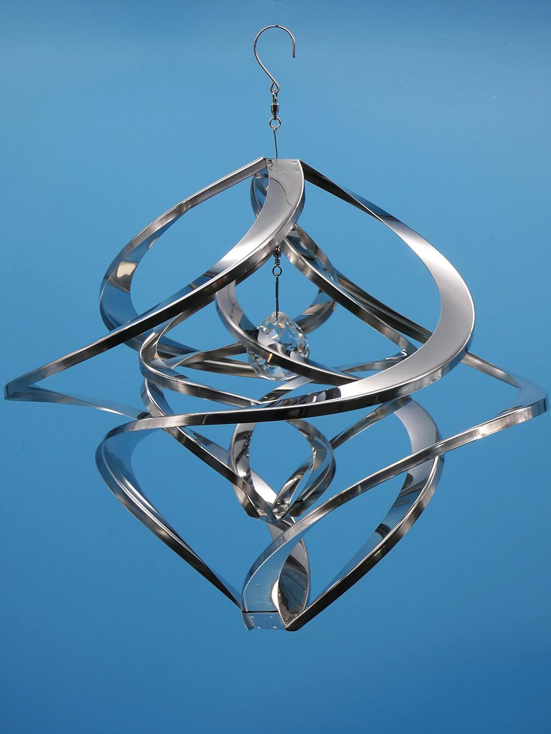 Pommerntraum ®| Edelstahlwindspiel MIT 4 cm KRISTALL ROSTFREI Windspiel Edelstahl Winddancer Unruhe