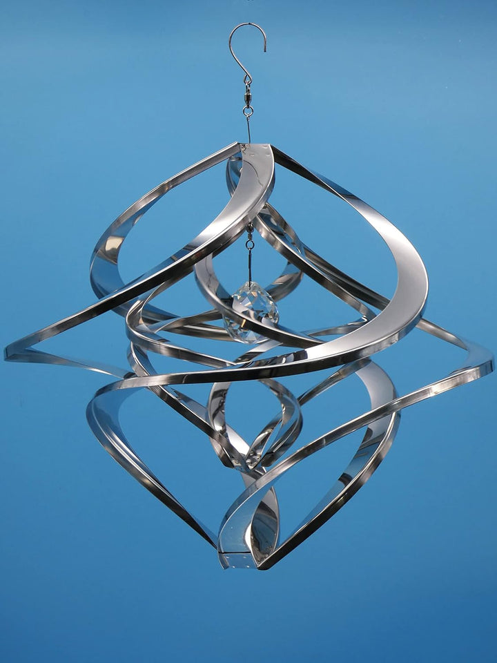 Pommerntraum ®| Edelstahlwindspiel MIT 4 cm KRISTALL ROSTFREI Windspiel Edelstahl Winddancer Unruhe