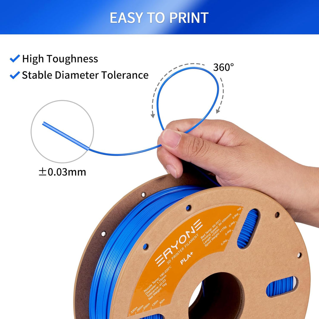 ERYONE PLA Filament for 3D Printer, 3D-Drucker-Filament, 1.75mm +/-0.03mm, PLA Plus (PLA+) Filament,
