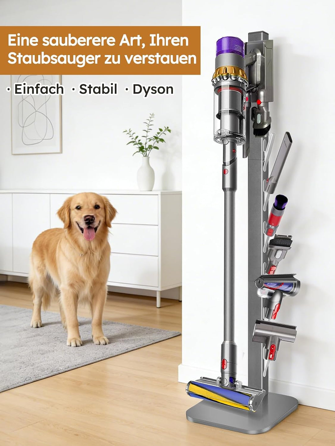 Staubsaugerhalter für Dyson Gen5,G5,V15,V12,V11,V10,V8,V7,V6, freistehende bohrfreie Bodenhalterung