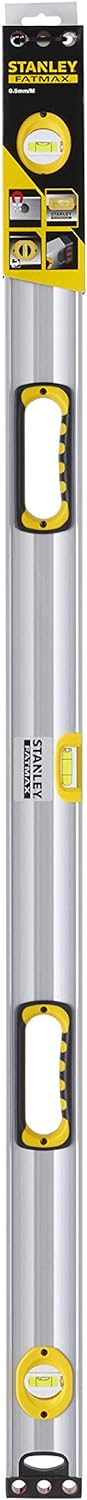 Stanley FatMax Wasserwaage II (120 cm, magnetisch, 1 horizontale/2 vertikale Libellen Hohlprofil Alu