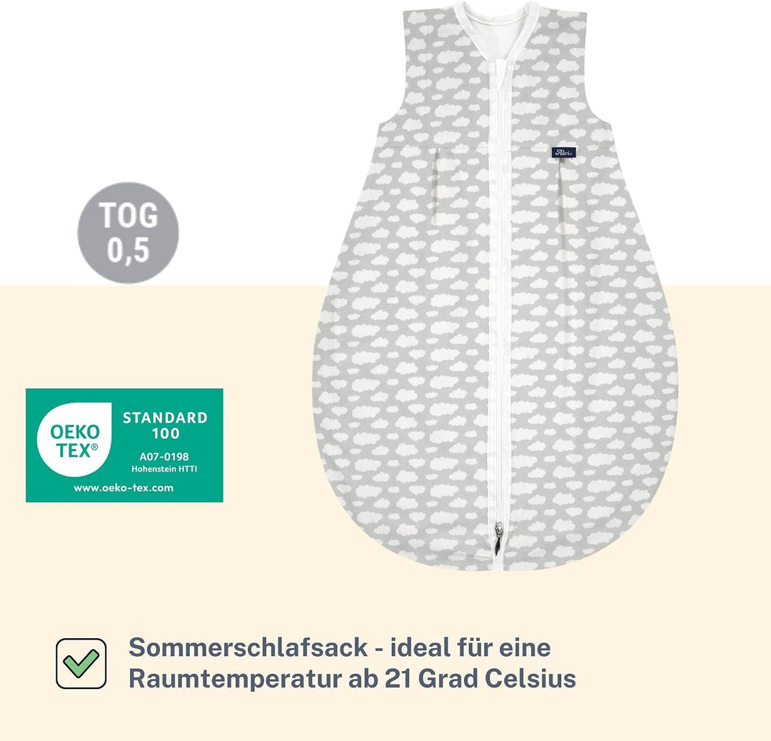 Alvi Schlafsack Baby Mäxchen light I leichter Babyschlafsack ärmellos I Sommerschlafsack Baby, Junge