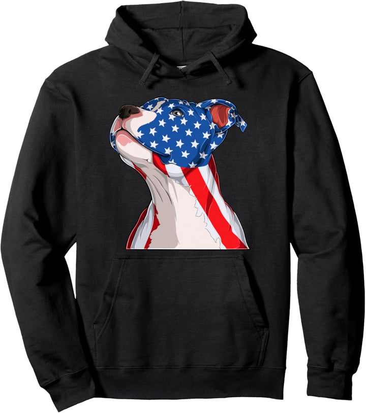 Pitbull Hund Amerikanische Flagge USA Hunde Pullover Hoodie