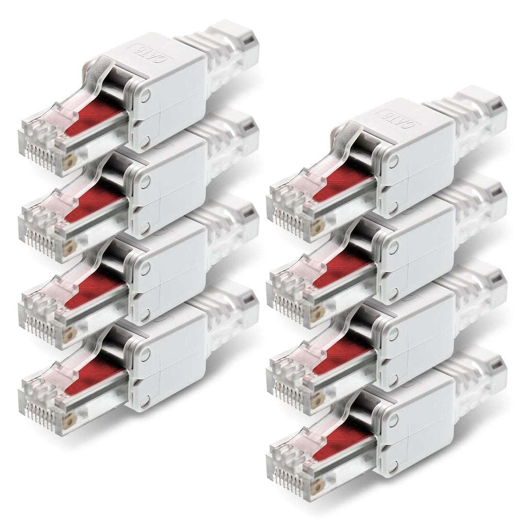 NEXMEX 8x RJ45 CAT 6 Netzwerkstecker werkzeuglos Stecker für CAT6 CAT6A für Netzwerkkabel 8 Stück, 8