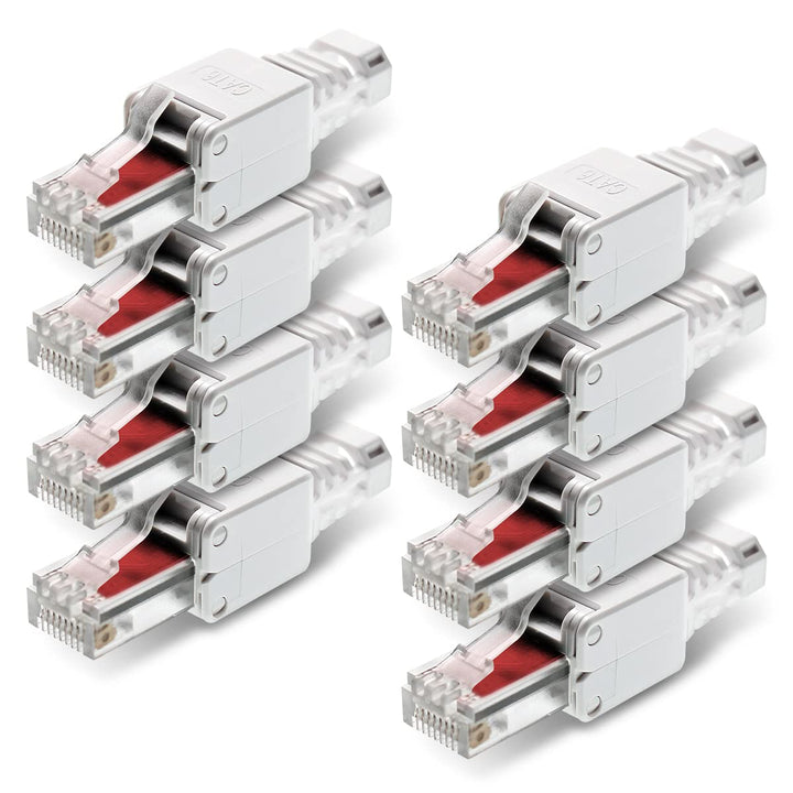NEXMEX 8x RJ45 CAT 6 Netzwerkstecker werkzeuglos Stecker für CAT6 CAT6A für Netzwerkkabel 8 Stück, 8