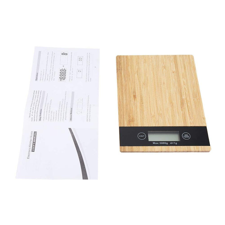 Fdit Küchenwaage mit LED-Anzeige, elektrisch, Bambus + ABS, 3000g, ±2 cm, für Küche und Lebensmittel