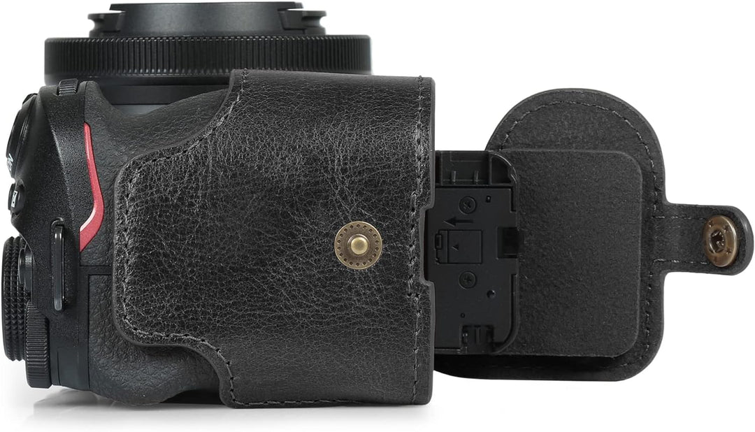 MegaGear Ever Ready Kameratasche aus echtem Leder, kompatibel mit Nikon Z30 (Schwarz), Schwarz
