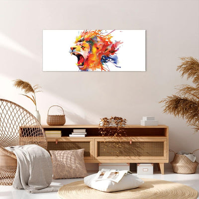 Wandbilder Dekoration Wohnzimmer Löwe modern Malerei Tier Panorama Bilder auf Leinwand 120x50cm Lein