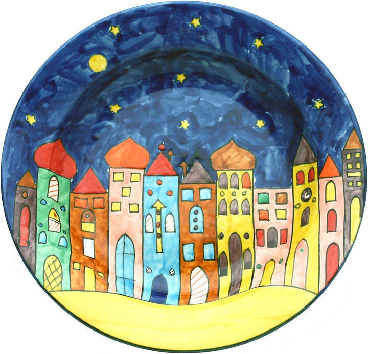 Gall&Zick Speiseteller Teller bunt bemalt Deko Geschirr Handbemalt Village Design (25cm Suppenteller