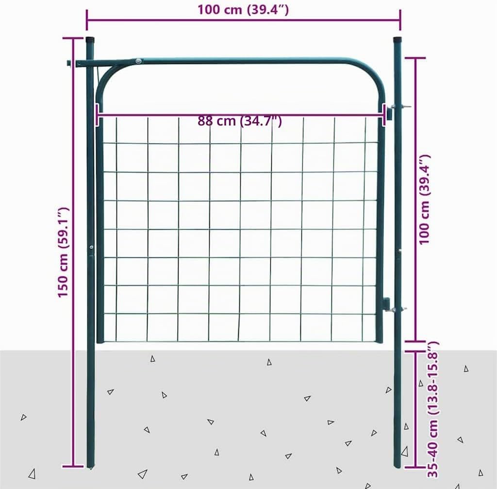 vidaXL Gartenzauntor Metallzauntor Stahl-Tor Tor-Paneel Tor 100 x 100 cm Grün, Grün