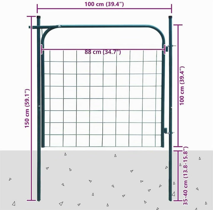 vidaXL Gartenzauntor Metallzauntor Stahl-Tor Tor-Paneel Tor 100 x 100 cm Grün, Grün
