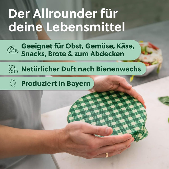 beegut BIO Bienenwachstücher 3er Set aus Deutschland, Lebensmittel frisch halten, nachhaltige & wied