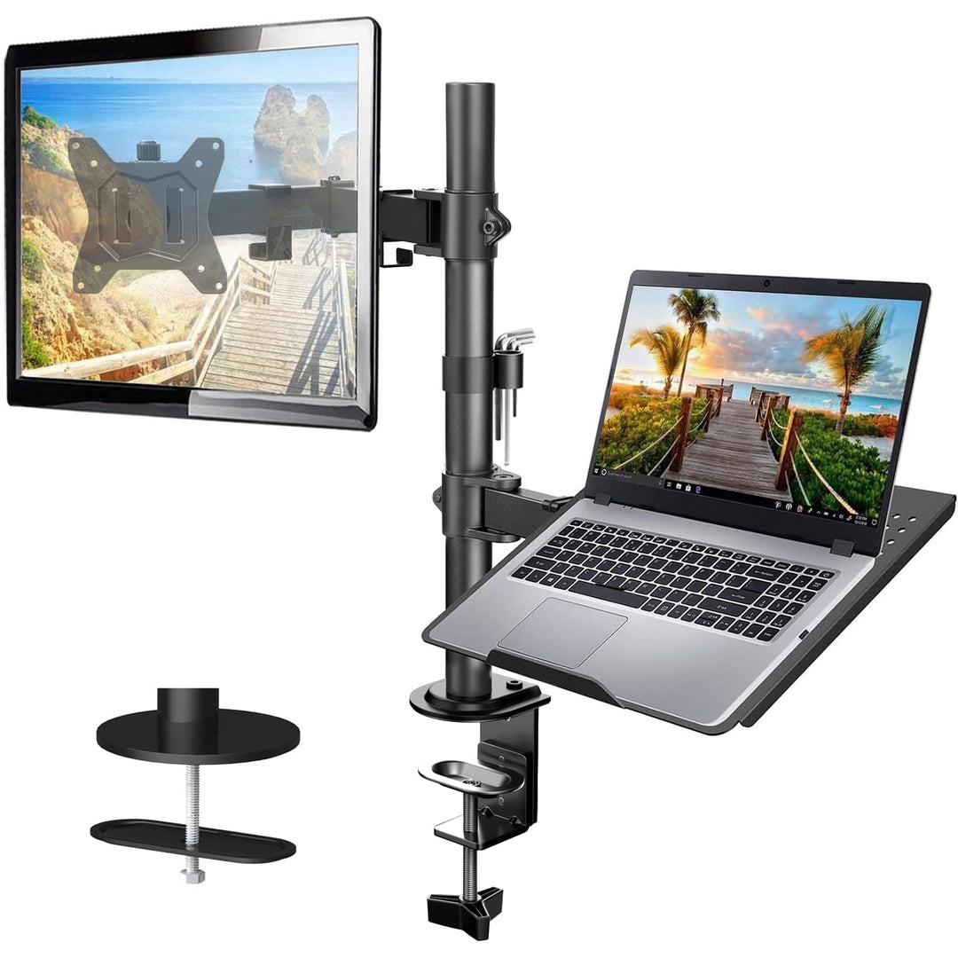 HUANUO Monitor Halterung mit Laptop Arm, Monitor Laptop Halterung für 13-32 Zoll Bildschirmhalterung