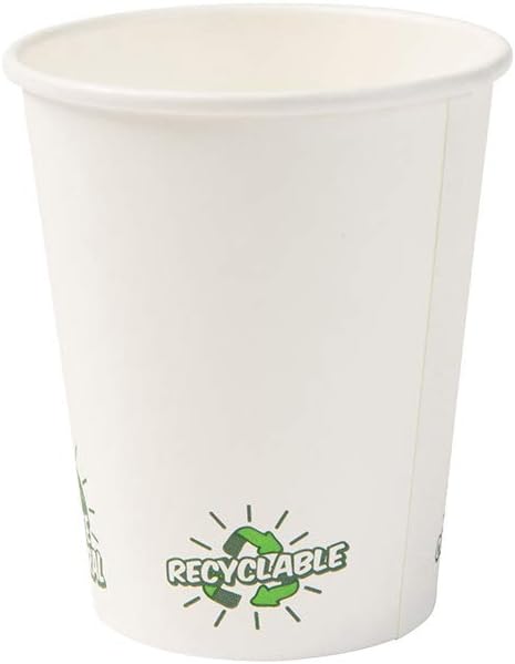 BIOZOYG 50 Stück Kaffeebecher Pappbecher 200ml / 8 oz Ø 80 mm weiss mit Umweltmotiv - Einwegbecher p