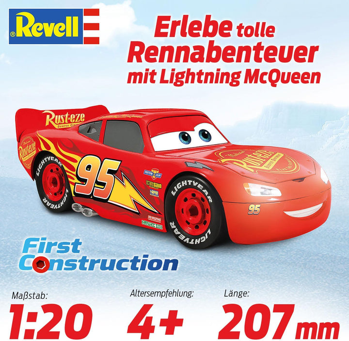 Revell Lightning McQueen Disney Cars Auto mit Licht&Sound, First Construction, Bausatz für Kinder ab