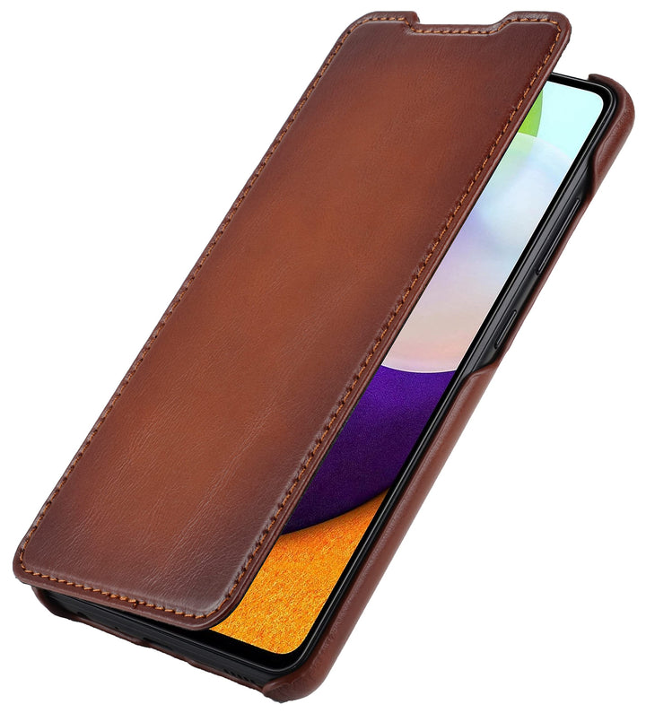 STILGUT Book Case kompatibel mit Samsung Galaxy A72 Hülle aus Leder zum Klappen, Klapphülle, Handyhü