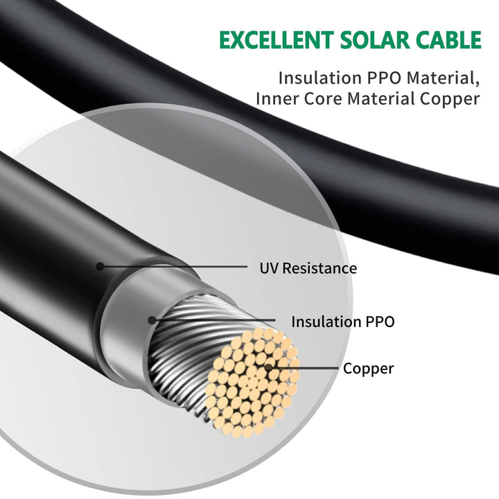 GENORTH Solarkabel 6mm² 8M,Solarkabel Verlängerung1/2/3/6/8M,Solarkabel Verlängerungskabel,PV Kabel