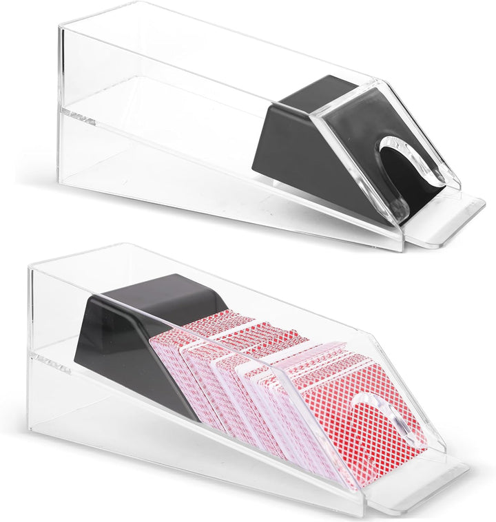 Blackjack Dealing Shoe, Clear Acryl Kartenschlitten für Spielkarten, Kartenspender Kartenmischmaschi