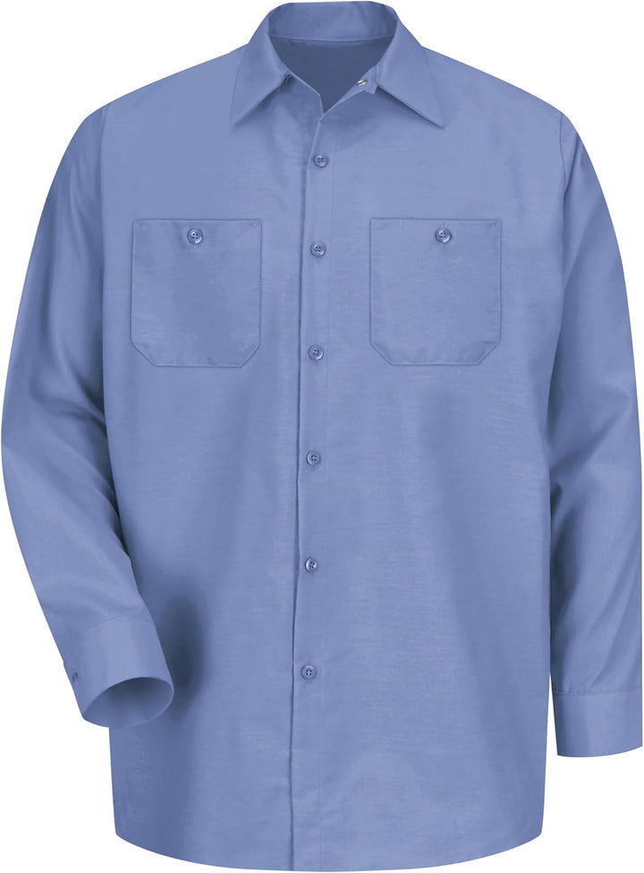Red Kap Herren Performance Tech Langarmshirt Arbeitshemd mit Knopfleiste (1er Pack) L Hellblau, L He