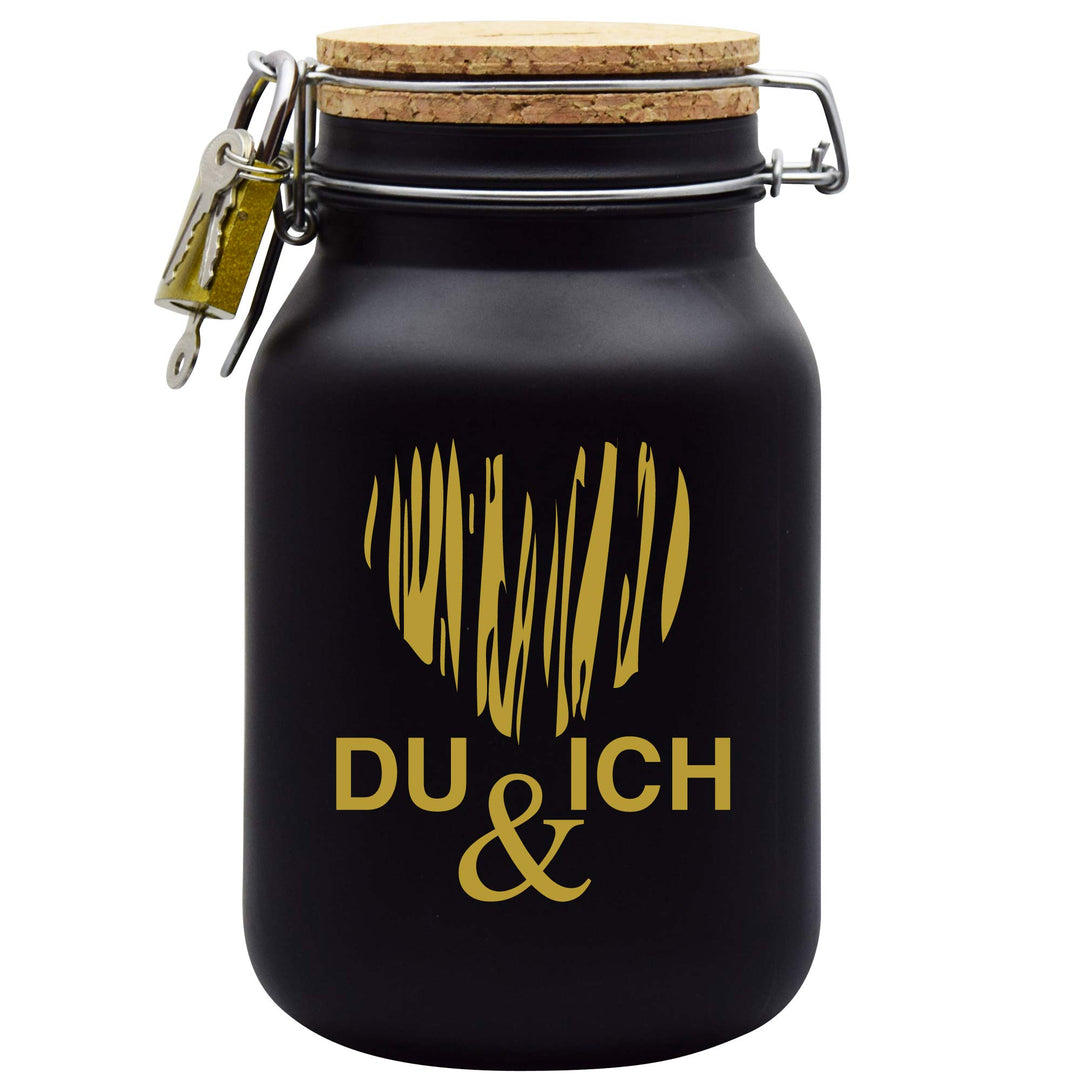 Spardose Du&Ich Geld Geschenk Idee Schwarz XL