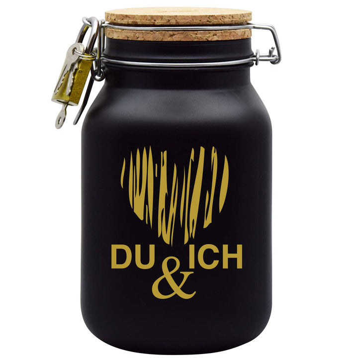 Spardose Du&Ich Geld Geschenk Idee Schwarz XL